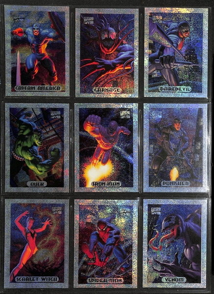 Lot of (5) Complete 1990s Marvel Masterpieces Sets - 1994 Holofoil, 1994 Base, 1994 Power Blast, 1993 Dyna-Etch, 1993 Base