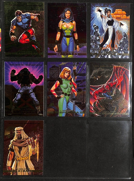 Lot of (5) Complete 1990s Marvel Masterpieces Sets - 1994 Holofoil, 1994 Base, 1994 Power Blast, 1993 Dyna-Etch, 1993 Base