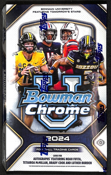 2024 Bowman Chrome University Football Sealed Hobby Box (2 Autographs per Box)