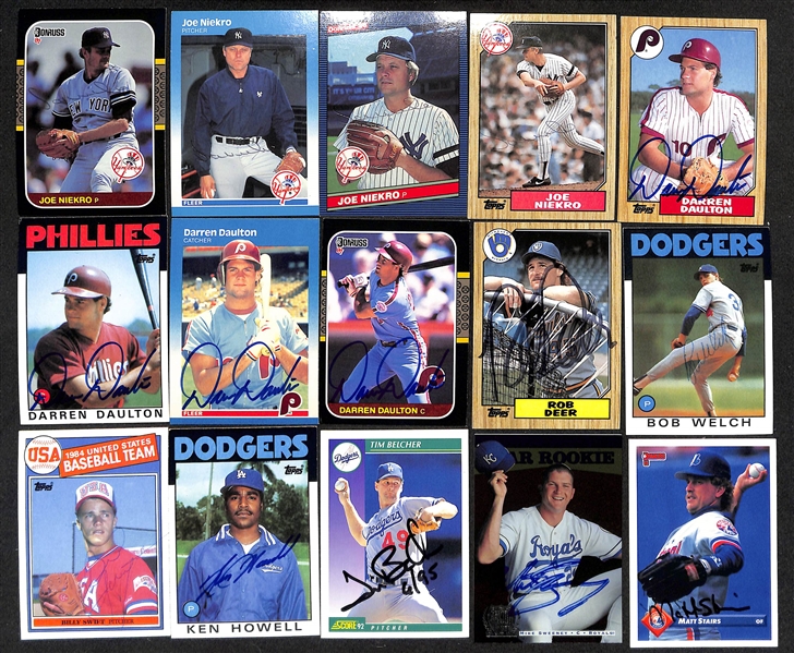 Lot of (350+) Signed Baseball Cards inc. (4) Joe Niekro, (4) Darren Daulton, + (JSA Auction Letter)