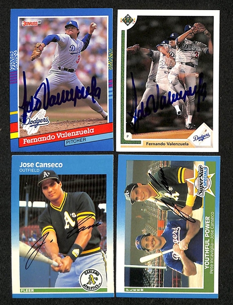 Lot of (325+) Signed Baseball Cards inc. (2) Fernando Valenzuela, (2) Jose Conseco, Dave Parker, + (JSA Auction Letter)