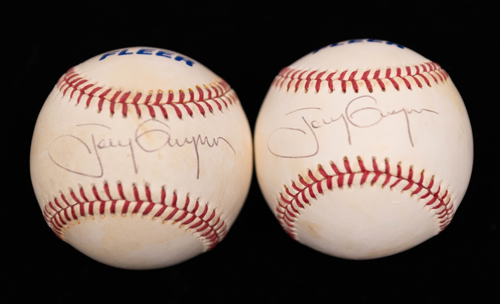Lot of (2) Signed HOFer Tony Gwynn Baseballs (JSA Auction Letter)