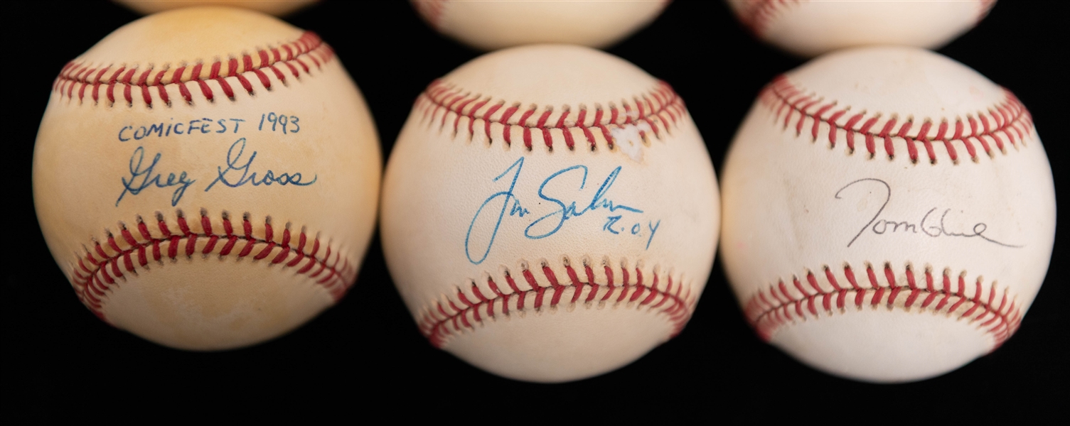 Lot of (6) Signed Baseballs w. Tom Glavine (HOF), Billie Williams (HOF), & Roger Clemens (JSA Auction Letter)