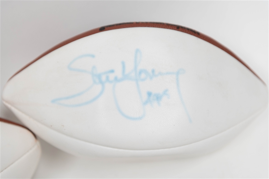 Lot of (2) HOFer Signed Footballs - Michael Irvin & Steve Young (JSA Auction Letter) - Footballs Do Not Inflate