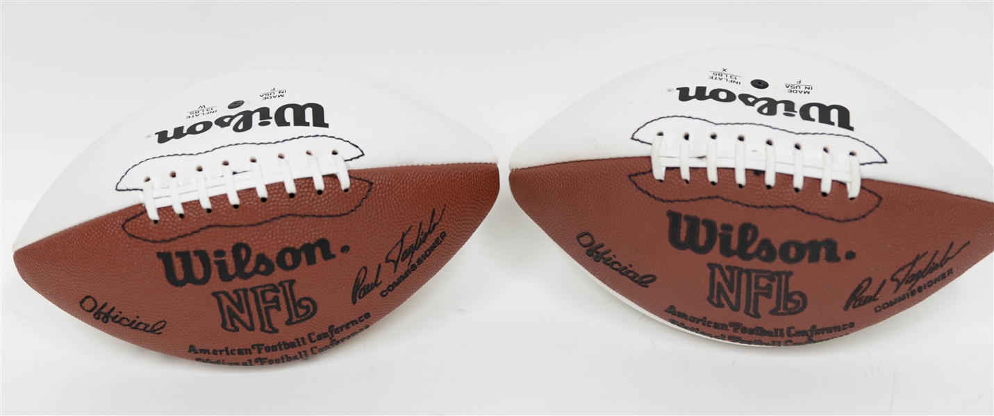 Lot of (2) HOFer Signed Footballs - Michael Irvin & Steve Young (JSA Auction Letter) - Footballs Do Not Inflate