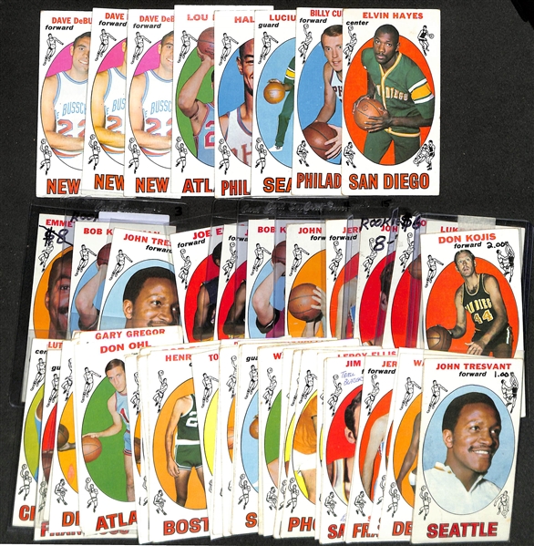 Lot of (55) Mostly High-Quality 1969-70 Topps Basketball Cards w. Elvin Hayes