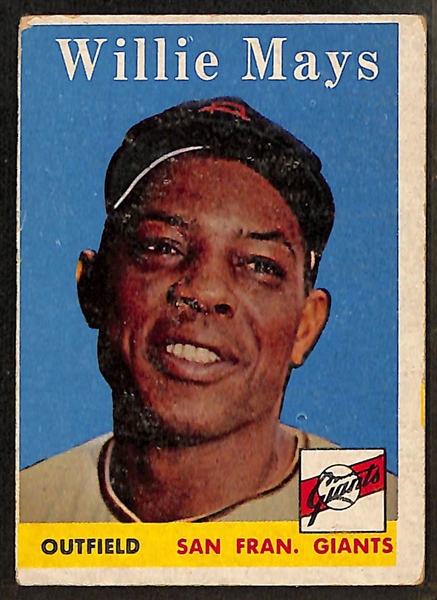 Lot of (4) Topps Willie Mays Baseball Cards w. 1958 Topps Willie Mays #5