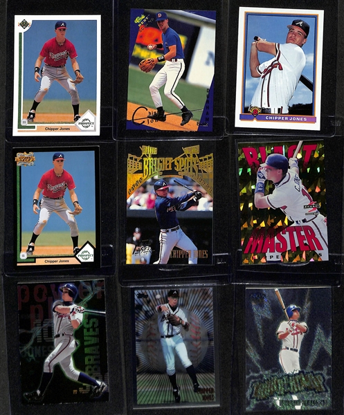 Lot of (71) Chipper Jones & Mike Piazza Rookie and Insert Cards inc. (3) 1993 Upper Deck Chipper Jones Rookies, (2) 1993 Topps Chipper Jones Rookie Gold, (3) 1993 Topps Mike Piazza Rookie Gold, +