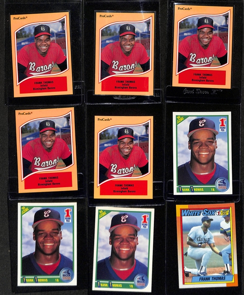 Lot of (42) Frank Thomas Rookie & Insert Cards inc. (5) 1990 Pro Cards Rookies, (3) 1990 Score Rookie, (3) 1990 Topps Rookies, 1996 Bowmans Best Refractor, +