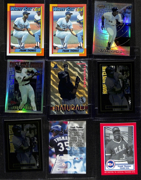 Lot of (42) Frank Thomas Rookie & Insert Cards inc. (5) 1990 Pro Cards Rookies, (3) 1990 Score Rookie, (3) 1990 Topps Rookies, 1996 Bowmans Best Refractor, +