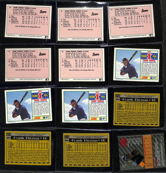 Lot of (42) Frank Thomas Rookie & Insert Cards inc. (5) 1990 Pro Cards Rookies, (3) 1990 Score Rookie, (3) 1990 Topps Rookies, 1996 Bowmans Best Refractor, +