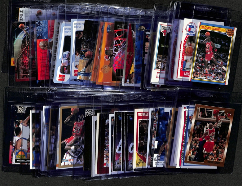 Lot of (67) Michael Jordan Cards inc. 1988-89 Fleer, (7) 1989-90 Hoops All Star, (2) 1990-91 Fleer, 1992-93 Upper Deck McDonalds, 1990-91 Skybox, + 