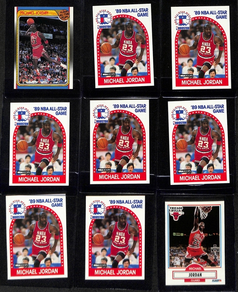 Lot of (67) Michael Jordan Cards inc. 1988-89 Fleer, (7) 1989-90 Hoops All Star, (2) 1990-91 Fleer, 1992-93 Upper Deck McDonalds, 1990-91 Skybox, + 