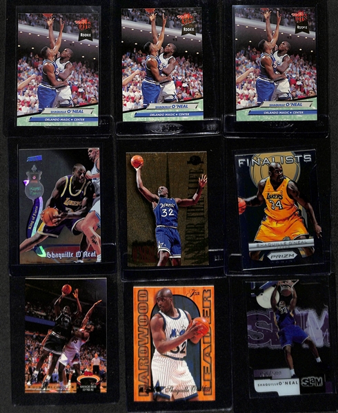 Lot of (38) Shaquille O'Neal Mostly Rookie & Insert Cards inc. (3) 1992-93 Fleer Ultra Rookies, 1998-99 Stadium Club Royal Court, 1996-97 Skybox Larger Than Life, 2012-13 Prizm Finalists, +