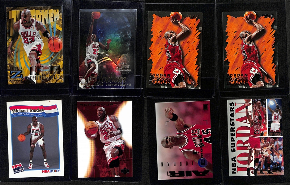 Lot of (64) Michael Jordan Cards inc. 1997-98 Skybox ZForce 1996-97 Flair Showcase Row 2, (2) 1996-97 Fleer Hardwood Leader, +