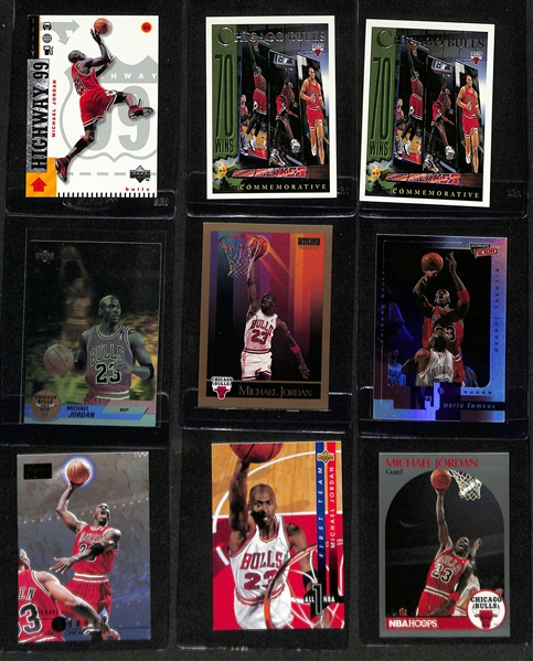 Lot of (64) Michael Jordan Cards inc. 1997-98 Skybox ZForce 1996-97 Flair Showcase Row 2, (2) 1996-97 Fleer Hardwood Leader, +