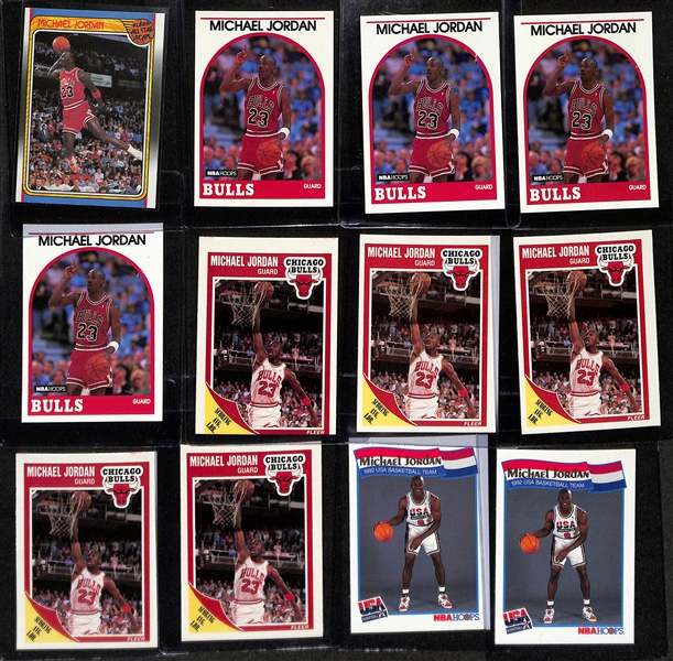 Lot of (66) Michael Jordan Cards inc. 1988-89 Fleer All Star, (4) 1989-90 Hoops, (5) 1989-90 Fleer, (7) 1991-92 Skybox Team USA, +