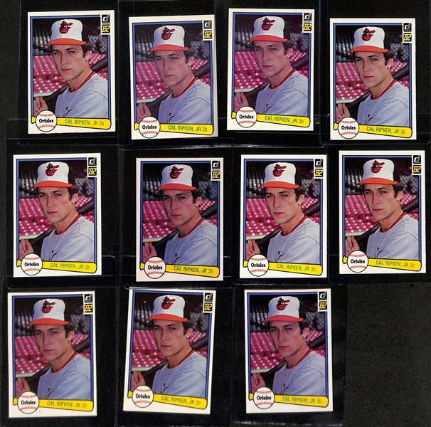 Lot of (19) 1982 Cal Ripken Jr Rookie Cards - (2) Topps, (5) Fleer, (12) Donruss