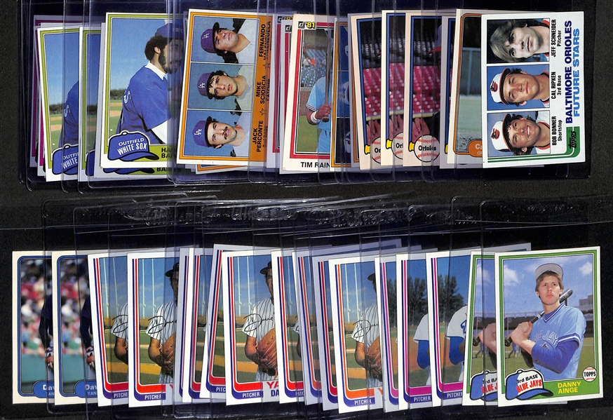 Lot of (41) 1981-82 Baseball Rookie Cards inc. 1982 Topps Cal Ripken Jr, 1982 Fleer Cal Ripken Jr, (4) 1982 Donruss Cal Ripken Jr, 1981 Topps Tim Raines, +