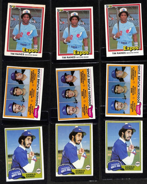 Lot of (41) 1981-82 Baseball Rookie Cards inc. 1982 Topps Cal Ripken Jr, 1982 Fleer Cal Ripken Jr, (4) 1982 Donruss Cal Ripken Jr, 1981 Topps Tim Raines, +