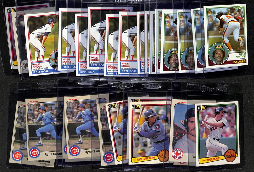 Lot of (30) 1983 Baseball Rookie Cards inc. (7) Topps Tony Gwynn, (8) Topps Wade Boggs, (2) Fleer Tony Gwynn, Donruss Tony Gwynn, +