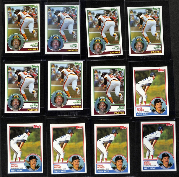 Lot of (30) 1983 Baseball Rookie Cards inc. (7) Topps Tony Gwynn, (8) Topps Wade Boggs, (2) Fleer Tony Gwynn, Donruss Tony Gwynn, +