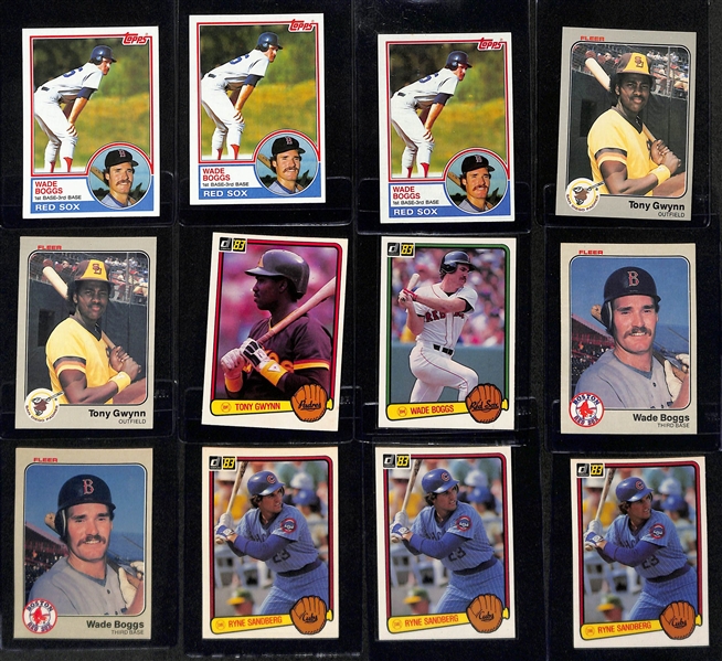 Lot of (30) 1983 Baseball Rookie Cards inc. (7) Topps Tony Gwynn, (8) Topps Wade Boggs, (2) Fleer Tony Gwynn, Donruss Tony Gwynn, +