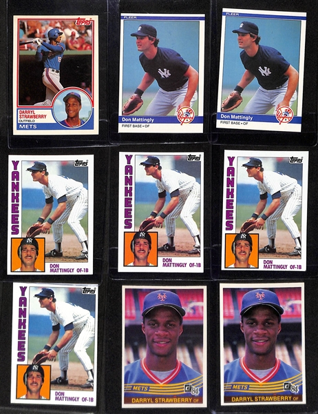 Lot of (57) 1983-84 Baseball Rookie Cards inc. 1983 Topps Traded Darryl Strawberry, (2) 1984 Fleer Don Mattingly, (4) 1984 Topps Don Mattingly, +