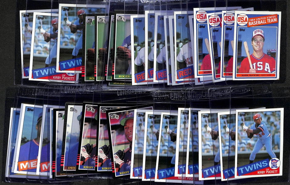 Lot of (39) 1985 Baseball Rookie Cards inc. (5) Topps Mark McGwire, (7) Topps Roger Clemens, (4) Donruss Roger Clemens, Leaf Roger Clemens, +
