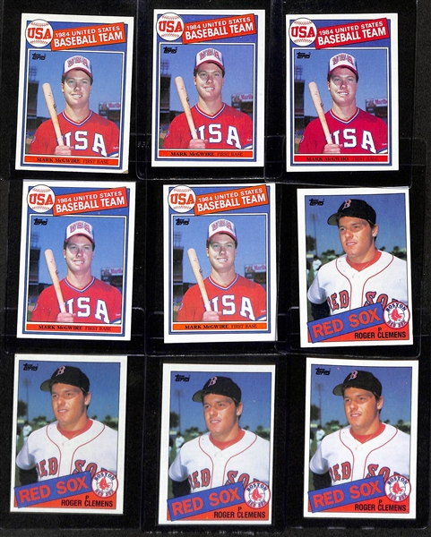 Lot of (39) 1985 Baseball Rookie Cards inc. (5) Topps Mark McGwire, (7) Topps Roger Clemens, (4) Donruss Roger Clemens, Leaf Roger Clemens, +