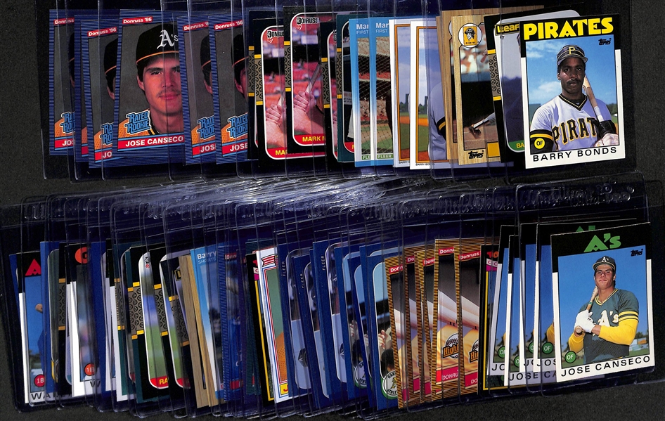 Lot of (68) 1986-87 Baseball Rookie Cards inc. 1986 Topps Traded Barry Bonds, 1987 Leaf Barry Bonds, (3) 1987 Topps Barry Bonds, +
