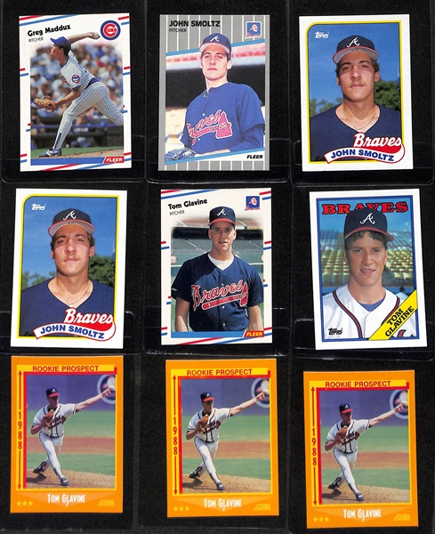 Lot of (31) 1987-89 Baseball Rookie Cards inc. (3) 1987 Donruss Greg Maddux The Rookies, (6) 1989 Donruss Randy Johnson, 1989 Upper Deck John Smoltz, (2) 1987 Fleer Update Greg Maddux, +