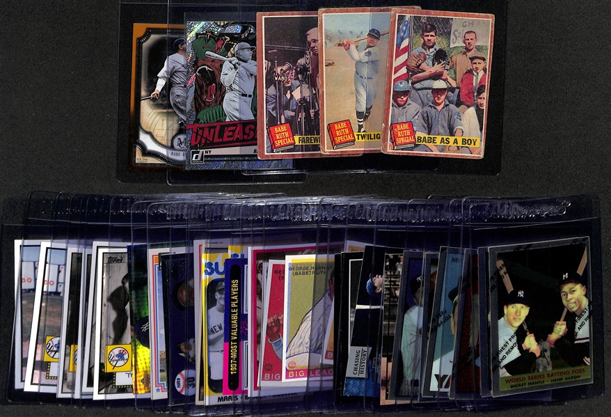 Lot of (34) Babe Ruth & Mickey Mantle Cards inc. (3) 1962 Topps Babe Ruth Special, 2021 Donruss Babe Ruth Unleashed, 2018 Topps Museum Collection Babe Ruth, +