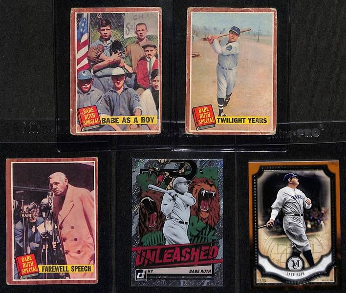 Lot of (34) Babe Ruth & Mickey Mantle Cards inc. (3) 1962 Topps Babe Ruth Special, 2021 Donruss Babe Ruth Unleashed, 2018 Topps Museum Collection Babe Ruth, +