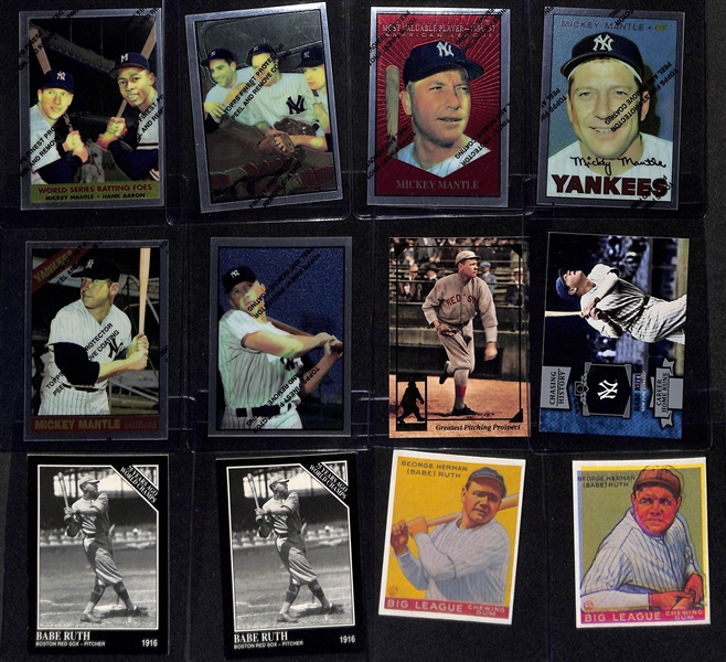 Lot of (34) Babe Ruth & Mickey Mantle Cards inc. (3) 1962 Topps Babe Ruth Special, 2021 Donruss Babe Ruth Unleashed, 2018 Topps Museum Collection Babe Ruth, +
