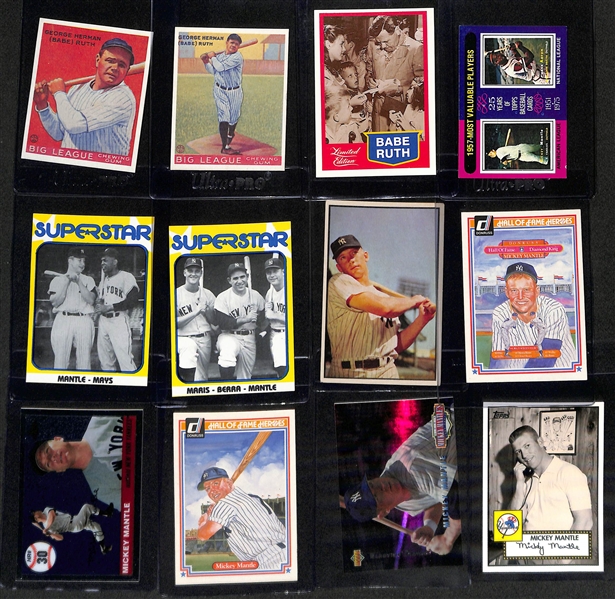 Lot of (34) Babe Ruth & Mickey Mantle Cards inc. (3) 1962 Topps Babe Ruth Special, 2021 Donruss Babe Ruth Unleashed, 2018 Topps Museum Collection Babe Ruth, +