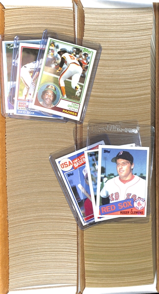 Lot of (2) 1980s Topps Baseball Complete Sets - 1983 & 1985 with Gwynn/Boggs/Sandberg/McGwire/Puckett/Clemens Rookie Cards