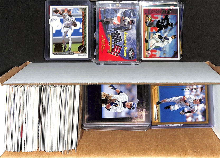 Lot of (200+) 1990s to 2000s Derek Jeter Cards inc. 2002 Fleer Box Score Amazing Greats, 1996 Topps Finest Phenoms, 1997 Fleer Soaring Star, +