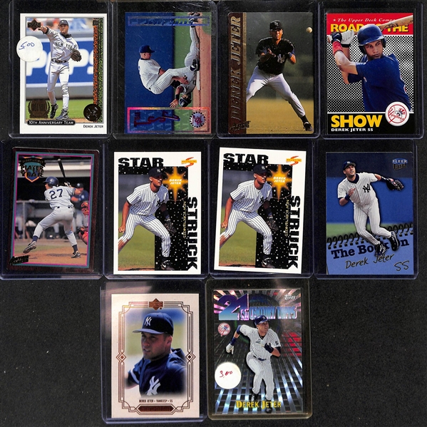 Lot of (200+) 1990s to 2000s Derek Jeter Cards inc. 2002 Fleer Box Score Amazing Greats, 1996 Topps Finest Phenoms, 1997 Fleer Soaring Star, +