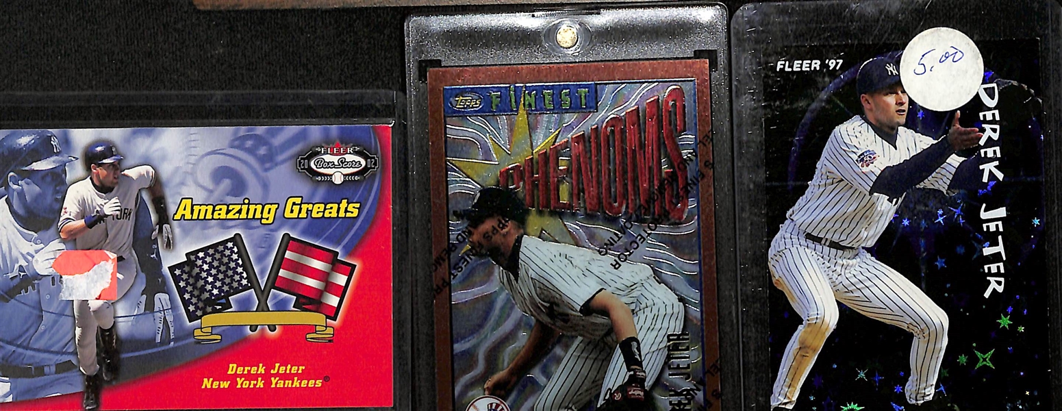 Lot of (200+) 1990s to 2000s Derek Jeter Cards inc. 2002 Fleer Box Score Amazing Greats, 1996 Topps Finest Phenoms, 1997 Fleer Soaring Star, +