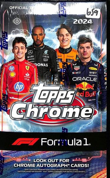 2024 Topps Chrome Formula 1 Sealed Hobby Box - Potential for Autographs of Verstappen and Hamilton