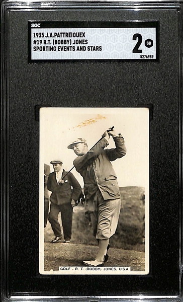 1935 J.A. Pattreiouex #19 R.T. (Bobby) Jones Sporting Events and Stars SGC 2 (Golf Legend & HOFer)