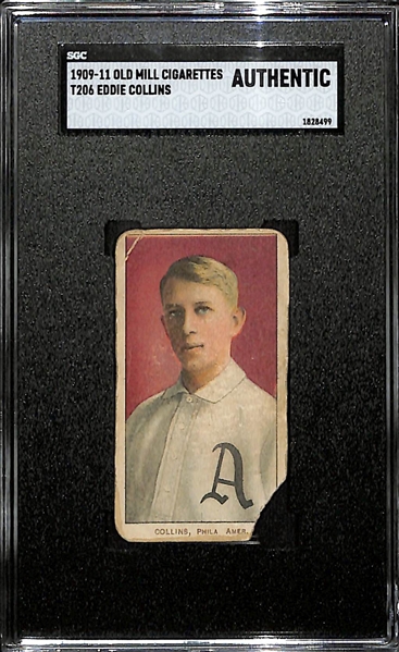 1909-11 T206 Old Mill Cigarettes Eddie Collins (HOF) Graded SGC Authentic