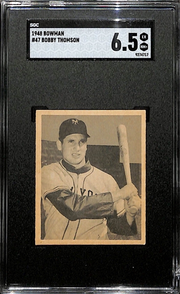 1948 Bowman #47 Bobby Thomson Rookie Card Graded SGC 6.5
