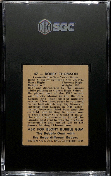 1948 Bowman #47 Bobby Thomson Rookie Card Graded SGC 6.5