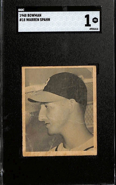 Lot of (2) SGC Graded 1948 Bowman Rookie Cards w. Warren Spahn (HOF) and Ralph Kiner (HOF)