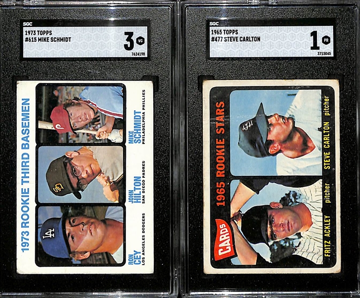Lot of (2) SGC Graded Baseball Cards w. Mike Schmidt (HOF) and Steve Carlton (HOF) - Both Rookies