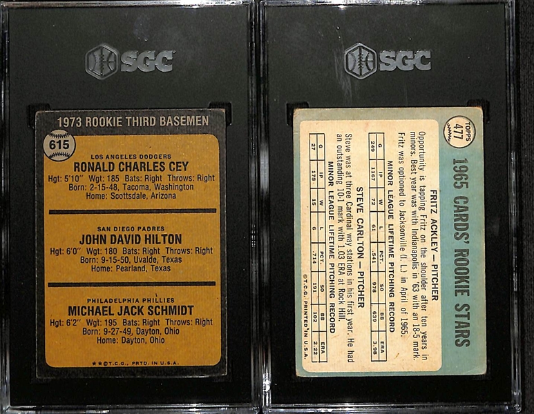 Lot of (2) SGC Graded Baseball Cards w. Mike Schmidt (HOF) and Steve Carlton (HOF) - Both Rookies