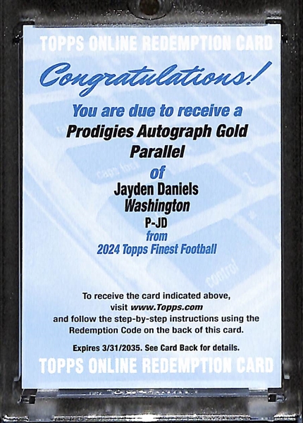 2024 Topps Finest Jayden Daniels Prodigies Autograph Gold Parallel Redemption Card