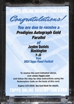 2024 Topps Finest Jayden Daniels Prodigies Autograph Gold Parallel Redemption Card
